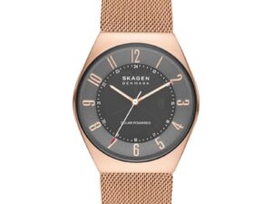 Authentic SKAGEN DENMARK Men 37 mm SS IP Rose Gold Solar Elegant Wristwatch  – SKAGEN