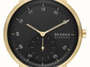 Authentic SKAGEN DENMARK Men 44 mm SS IP Gold Quartz Designer Wristwatch  – SKAGEN