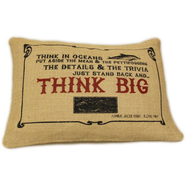 Authentic CUSCINI LETTERARI Sophisticated Cushion  - CUSCINI LETTERARI - Copricuscino in Juta lavata / Juta washed pillow case THINK BIG - Size 38x25cm