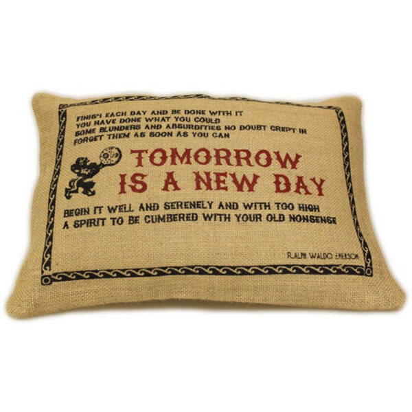 Authentic CUSCINI LETTERARI Sophisticated Cushion  - CUSCINI LETTERARI - Copricuscino in Juta lavata / Juta washed pillow case TOMORROW - Size 38x25cm