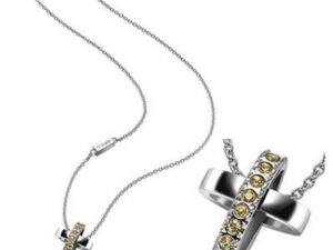 Authentic BREIL  Women Designer Necklace  – BREIL JEWELS CHARMING CROSS (Swarovski Crystals)