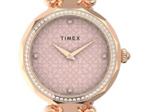 Authentic TIMEX Women 34 mm SS IP Rose Gold Quartz Designer Wristwatch  – TIMEX