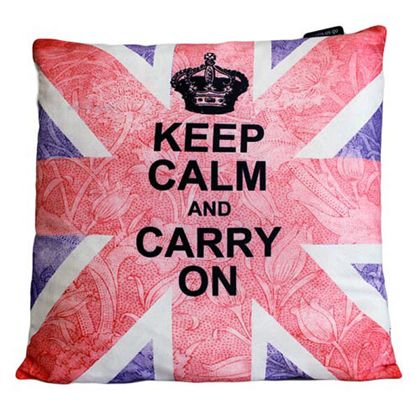 Authentic CUSCINI LETTERARI Designer Cushion  - CUSCINI LETTERARI - Copricuscino in Juta lavata / Cotton pillow case  KEEP CALM AND CARRY ON - Size 40x40cm