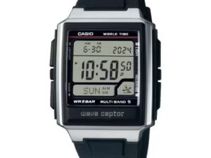 Authentic CASIO COLLECTION & VINTAGE Men 39 mm Stainless Steel Quartz Designer Wristwatch  – CASIO WAVE CEPTOR – WORLD TIME. RADIO CONTROLLED. Radio signal receiver (EU. USA. Japan)