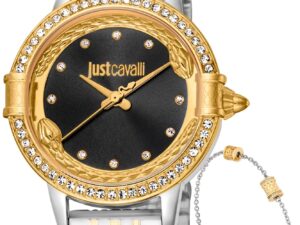 Authentic JUST CAVALLI TIME Women 32 mm SS IP Gold Quartz Top-Quality Wristwatch  – Special Pack + Bracelet – JUST CAVALLI