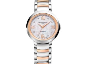 Authentic BAUME&MERCIER Women 30 mm SS IP Rose Gold Luxurious Wristwatch  – MOP & Diamond Indexes Dial – Sapphire Glass – BAUME & MERCIER