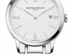 Authentic BAUME&MERCIER Men 40 mm Stainless Steel Quartz Luxurious Wristwatch  – Sapphire Glass – BAUME & MERCIER