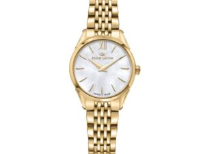 Authentic PHILIP WATCH Women 28 mm SS IP Gold Quartz Premium Wristwatch  – Mother of Pearl Dial – Sapphire Glass – PHILIP WATCH